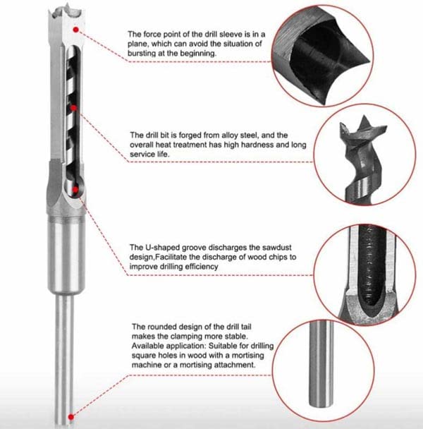 NITYA 6MM HSS Hole Square Drill Mortising Chisels Woodworking Tool suitable for drilling wood, like MDF, particle board, pine wood, basswood  - Image 4