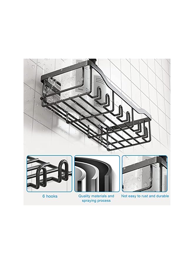Raxoom Shower Caddy 5-Pack Shower Shelves Self Adhesive Shower Organizer with Soap Dishes and Hooks No Drilling Wall Mount Bathroom Shower Shelves Shower Storage Accessories (5 Pack, Black) - Image 4