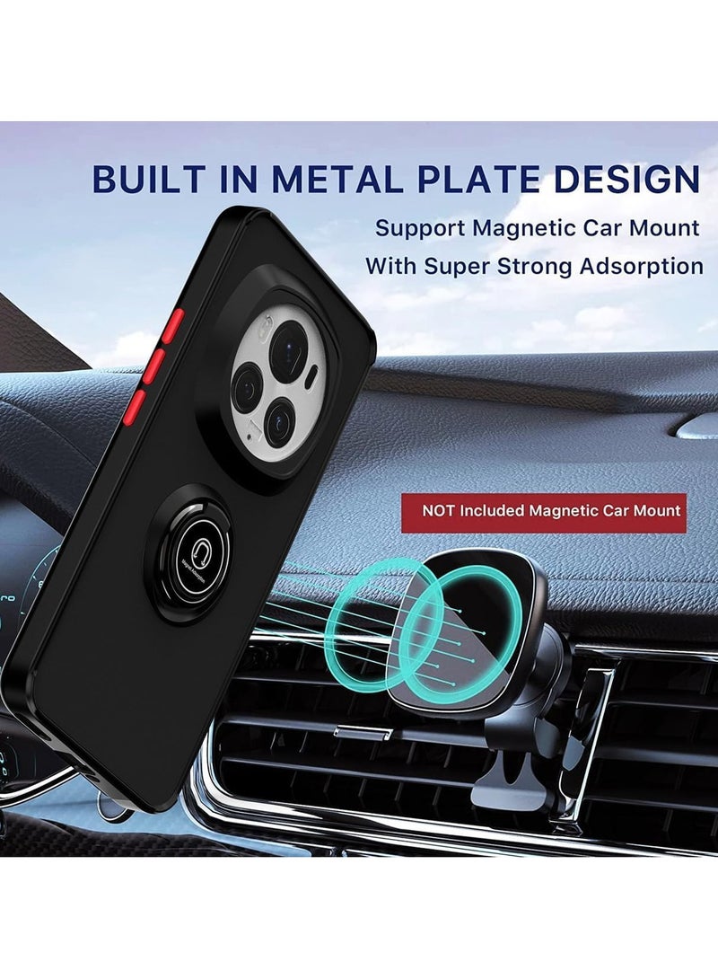 VKL Compatible with Honor Magic 6 Pro Case with Ring Holder, PC +TPU Shockproof Bumper Case Matte Translucent Protective Cover for Honor Magic6 Pro (Black)  - Image 2