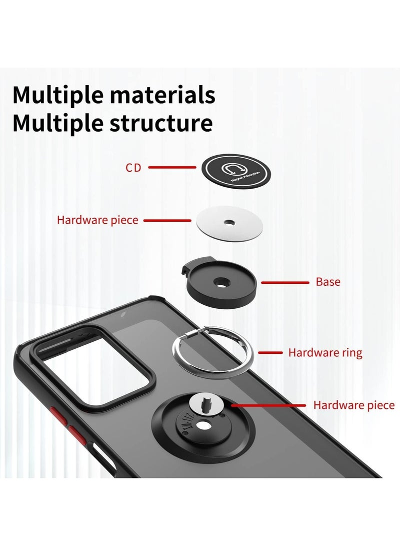 VKL Compatible with Honor Magic 6 Pro Case with Ring Holder, PC +TPU Shockproof Bumper Case Matte Translucent Protective Cover for Honor Magic6 Pro (Black)  - Image 5