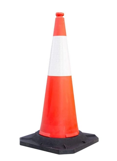 BERRY 100 CM High Visibility Reflective Traffic Cone | Durable Red Road Safety Cone with PE Base | Enhanced Visibility for Traffic & Worksite Safety