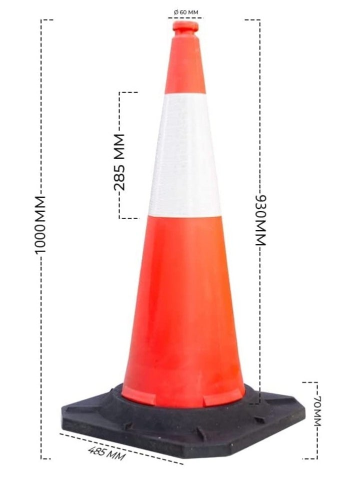 BERRY 100 CM High Visibility Reflective Traffic Cone | Durable Red Road Safety Cone with PE Base | Enhanced Visibility for Traffic & Worksite Safety