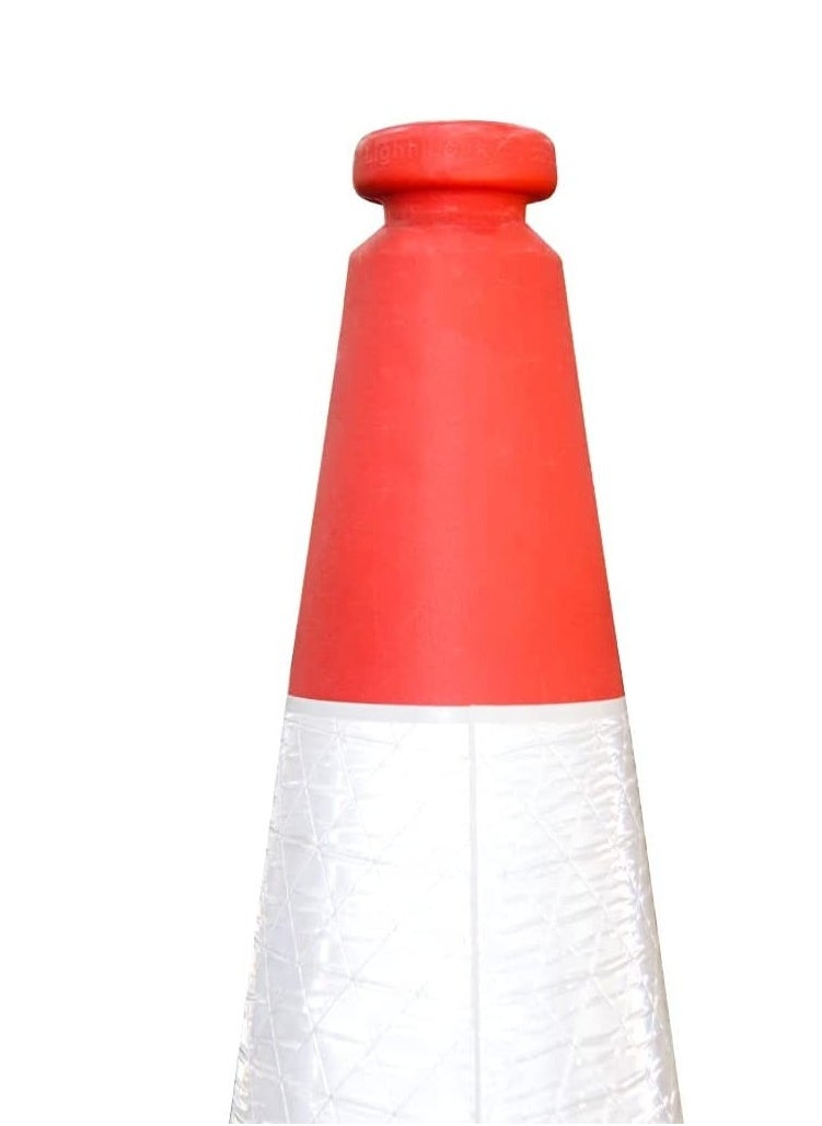 BERRY 100 CM High Visibility Reflective Traffic Cone | Durable Red Road Safety Cone with PE Base | Enhanced Visibility for Traffic & Worksite Safety