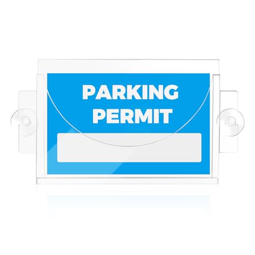 VKQTS Acrylic Car Parking Permit Holder with Suction CupsTransparent Parking Pass Holder for Car Windshield Curved Design to Present Parkings PermitUniversal Cars Windshield Sticker Holders - Image 1