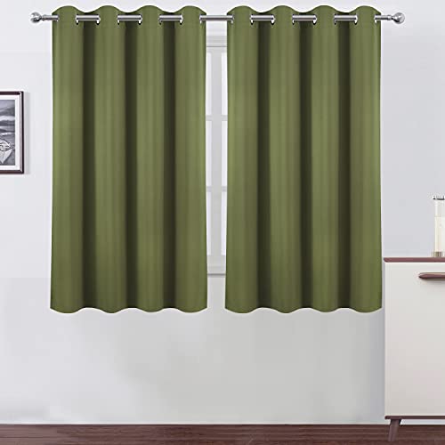 LEMOMO Olive Green Thermal Blackout Curtains52 x 54 InchSet of 2 Panels Room Darkening Curtains for Bedroom