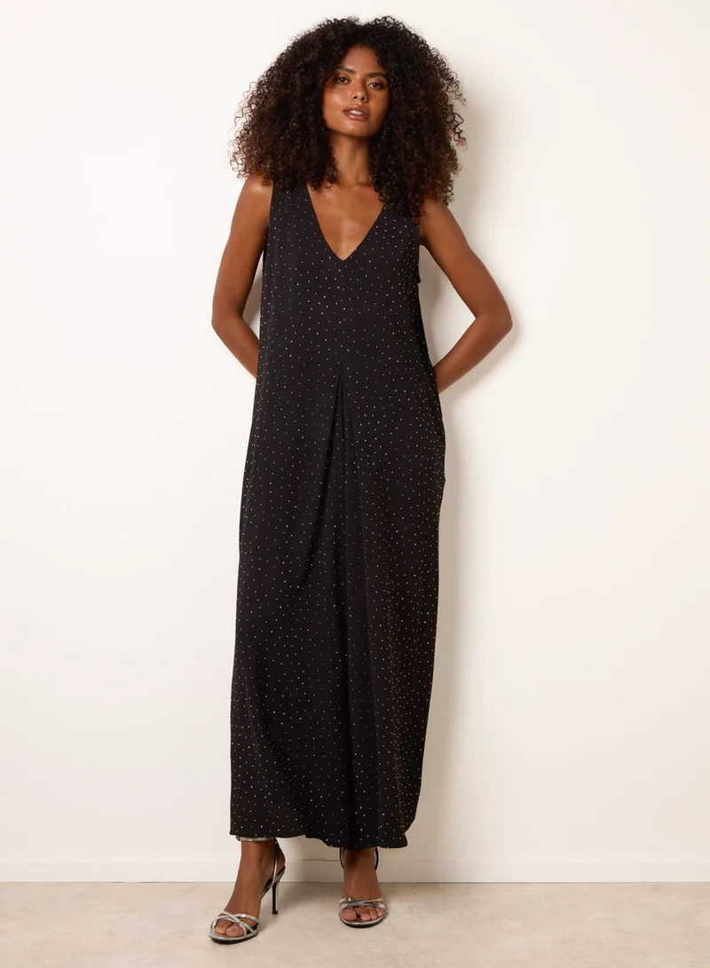 Blue Vanilla Pleat Front Diamante Jumpsuit