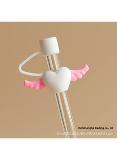 10mm Straw Plug Cover Cross-border Silicone Dust Cap Dust Plug Accessories Suitable For Stanley Water Cup Straw Cap Decoration-Color:10mm White Love Wings