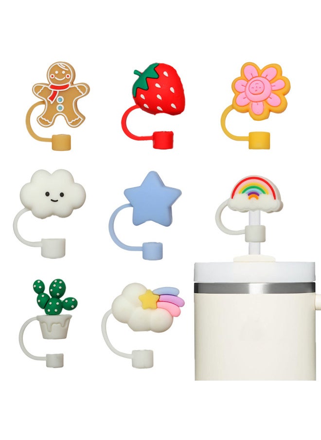 Generic - 10mm Straw Plug Cover Cross-border Silicone Dust Cap Dust Plug Accessories Suitable For Stanley Water Cup Straw Cap Decoration-Color:10mm White Love Wings - Image 1