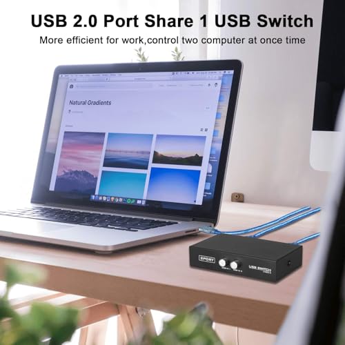 EEEKit 2 Port USB 2.0 Manual Sharing Switch Hub, Printer Scanner Splitter Adapter with 2 Pack USB A to B Cables - Image 2