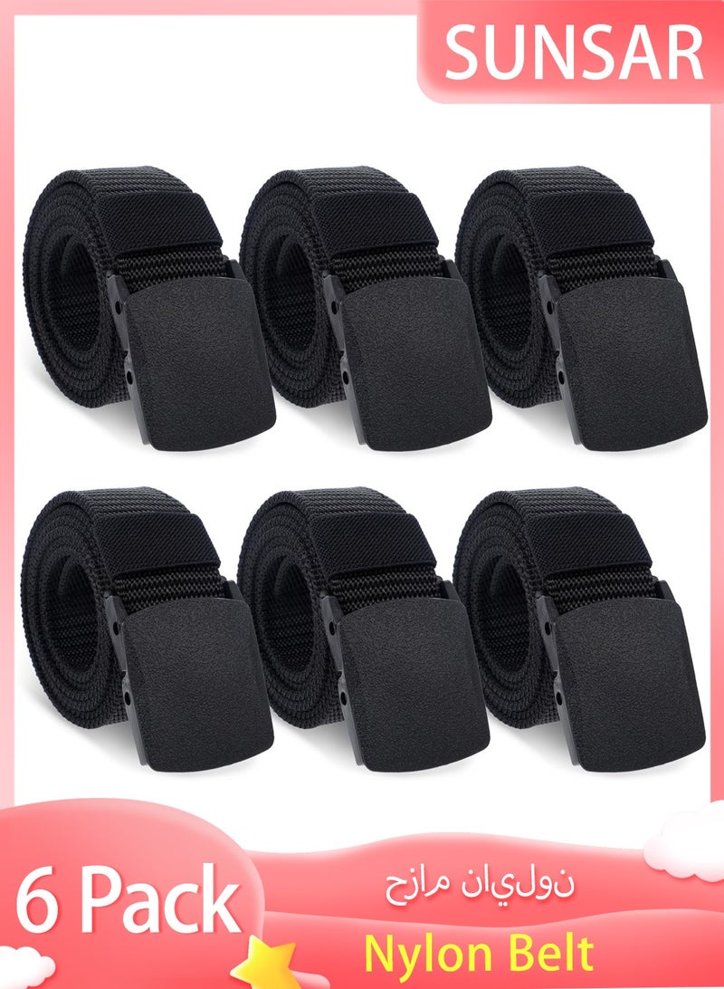 SUNSAR 6-Pack Nylon Webbing Canvas Belt - With Plastic Buckle Adjustable Belts For Jeans Pants Suits Outdoor, Hiking & Casual Belt - Image 1