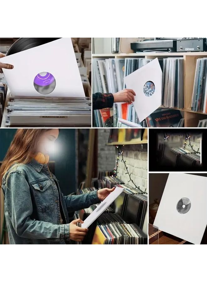 White Kraft Paper Vinyl Record Sleeves 12 Inch 10 Pack Anti Static LP Album Covers - Image 3