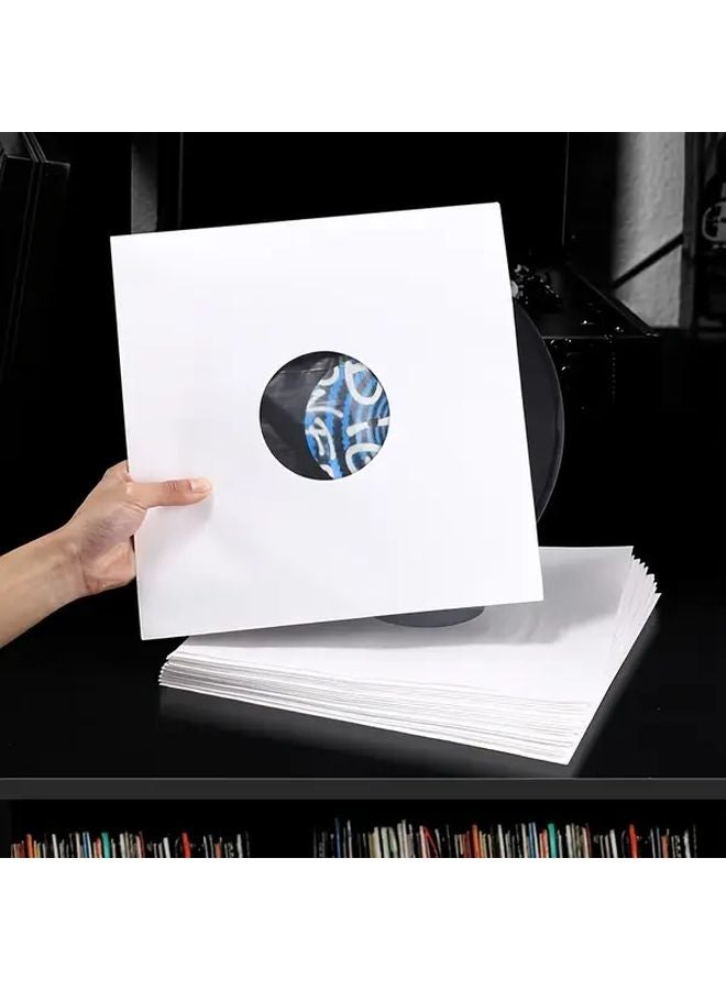 White Kraft Paper Vinyl Record Sleeves 12 Inch 10 Pack Anti Static LP Album Covers - Image 1