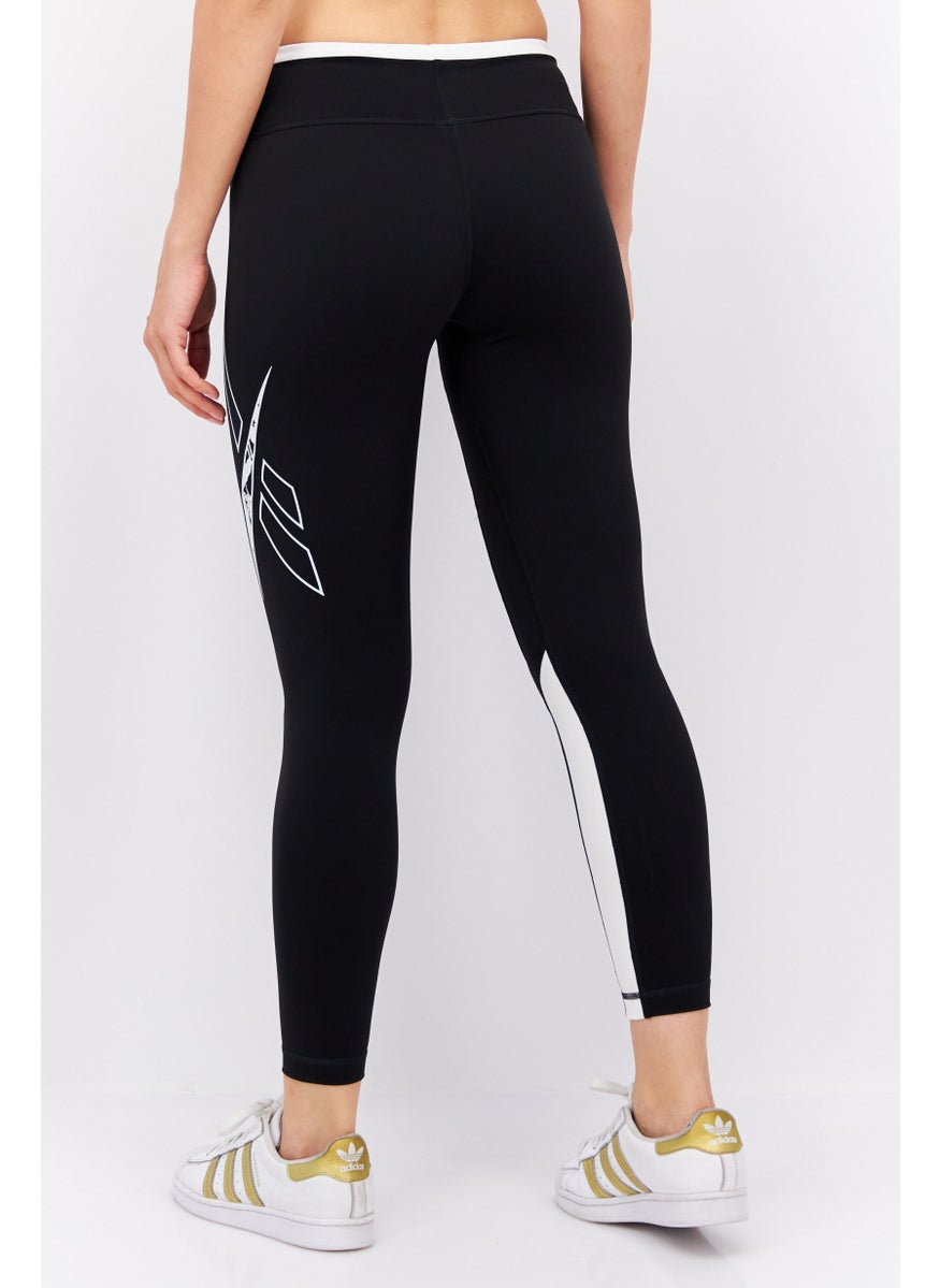 Reebok Women Sportswear Fit Brand Logo Running Leggings Black  - Image 4