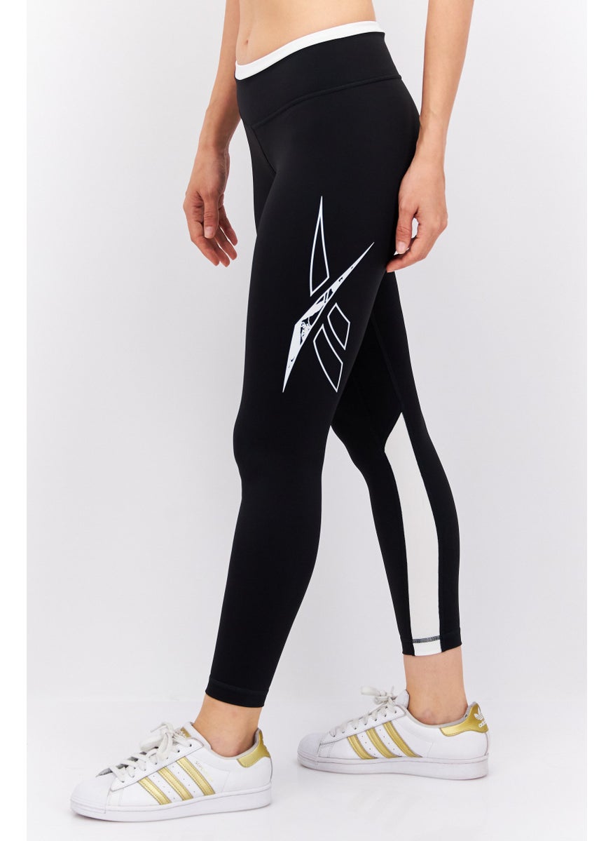 Reebok Women Sportswear Fit Brand Logo Running Leggings Black  - Image 3