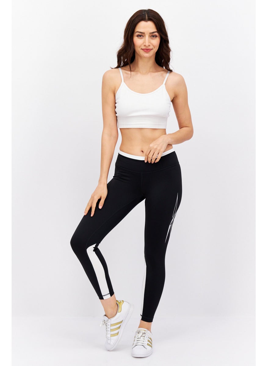 Reebok Women Sportswear Fit Brand Logo Running Leggings Black  - Image 2