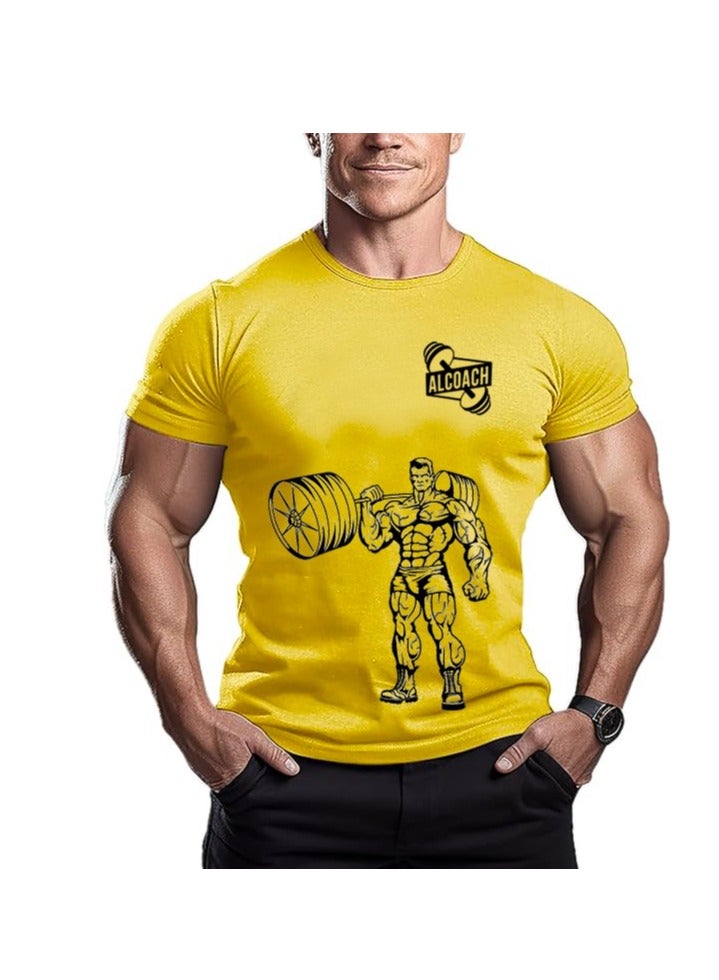 ALCOACH Men's Oversize T-shirt - ALCOACH - NEVER GIVE UP  Printed for exercise, gym and bodybuilding  - Image 1