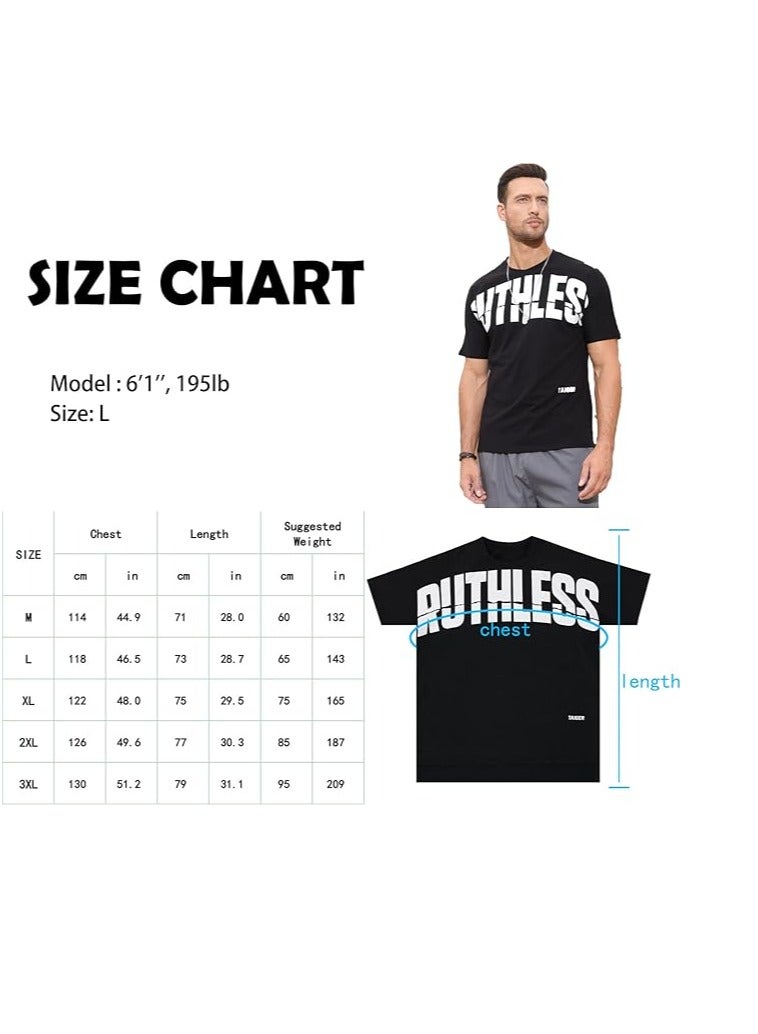 ALCOACH Men's Oversize T-shirt - ALCOACH - NEVER GIVE UP  Printed for exercise, gym and bodybuilding  - Image 4