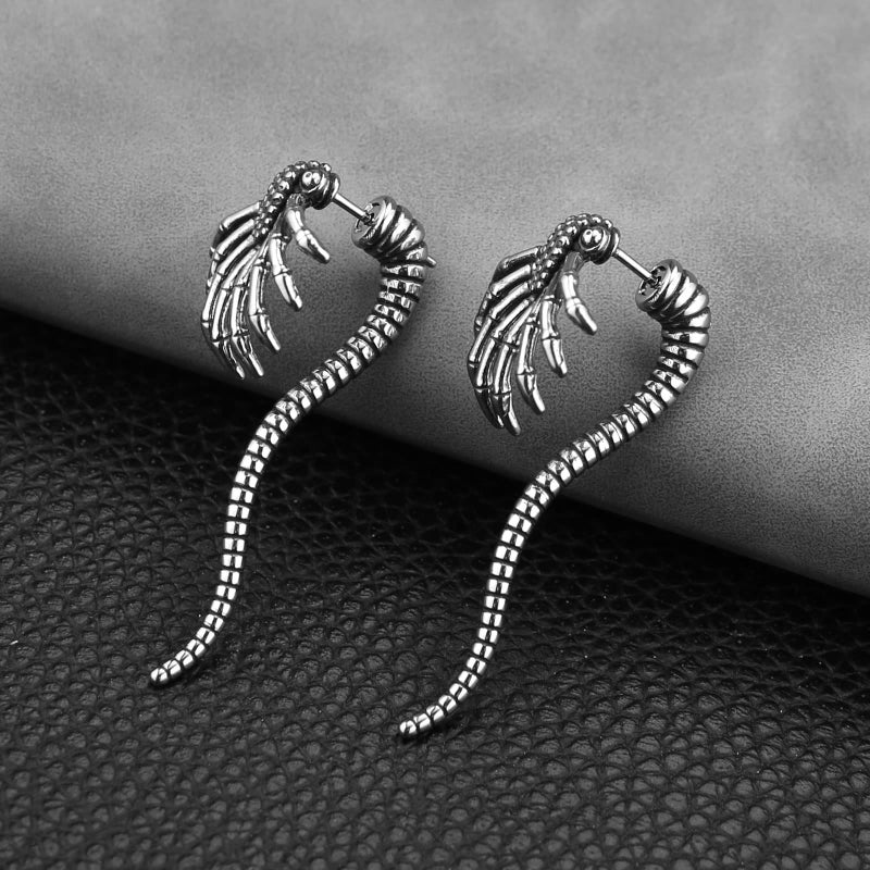 HZMAN Alien Facehugger Earrings for Men Women Stainless Steel Retro Gothic Punk Xenomorph Insect Stud Earring Biker Party Jewelry Gift - Image 4