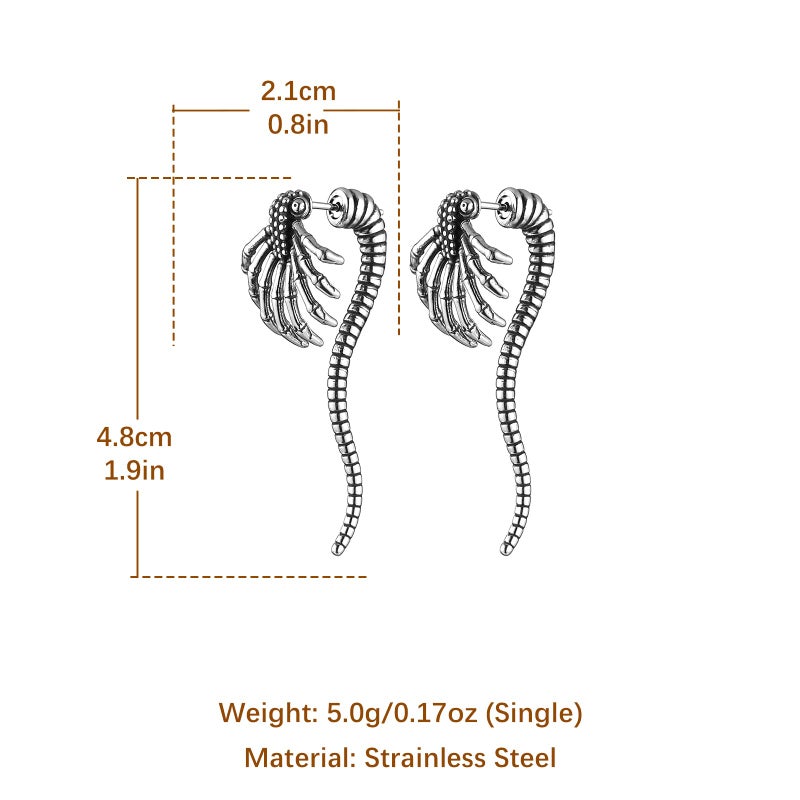 HZMAN Alien Facehugger Earrings for Men Women Stainless Steel Retro Gothic Punk Xenomorph Insect Stud Earring Biker Party Jewelry Gift - Image 5