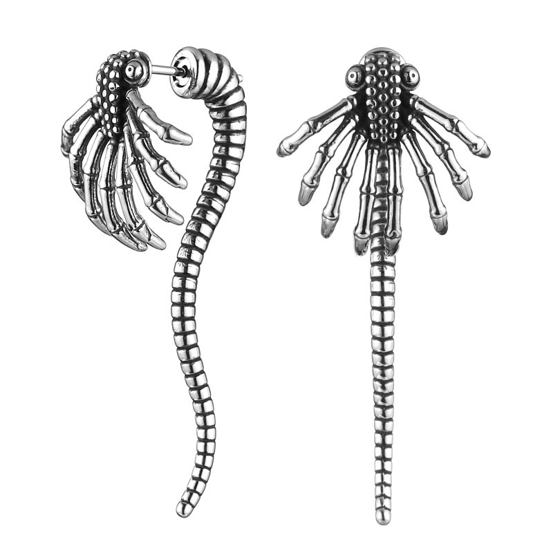 HZMAN Alien Facehugger Earrings for Men Women Stainless Steel Retro Gothic Punk Xenomorph Insect Stud Earring Biker Party Jewelry Gift - Image 1