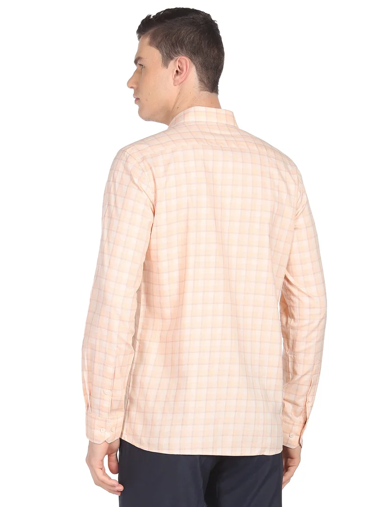 Arrow Peach Checked Cotton Shirt for Men | Best Price UAE