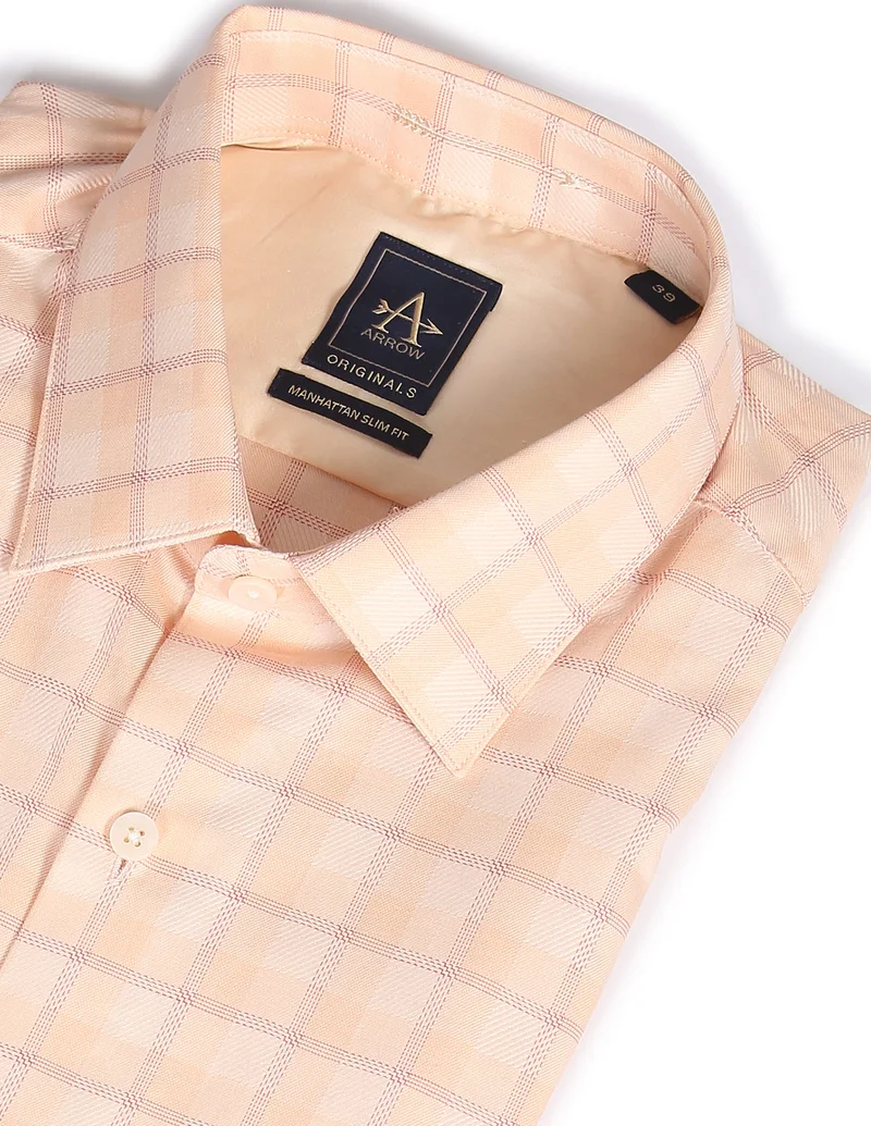 Arrow Peach Checked Cotton Shirt for Men | Best Price UAE