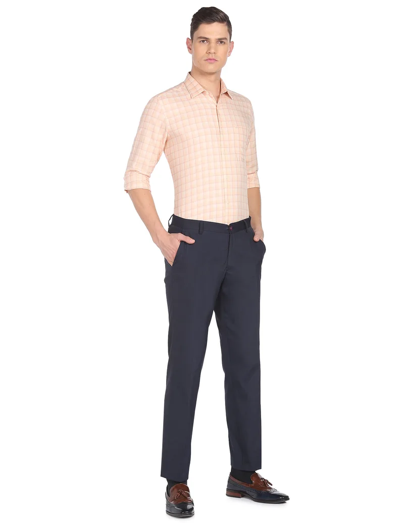 Arrow Peach Checked Cotton Shirt for Men | Best Price UAE