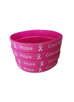 BreastCancer Awareness Silicone Wristbands Pink Ribbon Bracelets Strength Hope Faith and Courage with BreastCancer Awareness Bracelet for Events Charities, Pink Breast Cancer Wristband