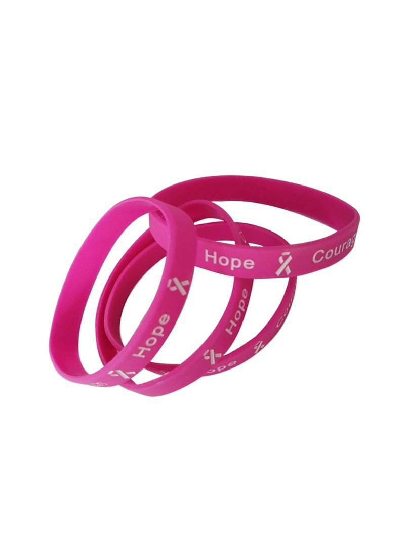 Amber Home - BreastCancer Awareness Silicone Wristbands Pink Ribbon Bracelets Strength Hope Faith and Courage with BreastCancer Awareness Bracelet for Events Charities, Pink Breast Cancer Wristband - Image 1