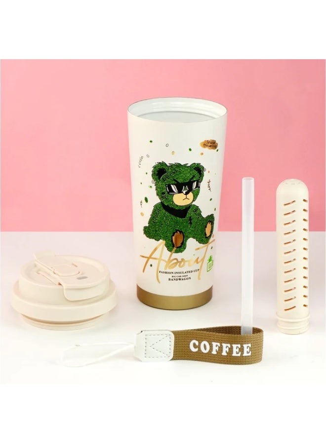 LITTLE SURPRISE BOX Shiny Green Ted Stainless Steel premium Insulated Detox Infuser Bottle with Tea and Fruit Infuser attachment, 520ml  - Image 5