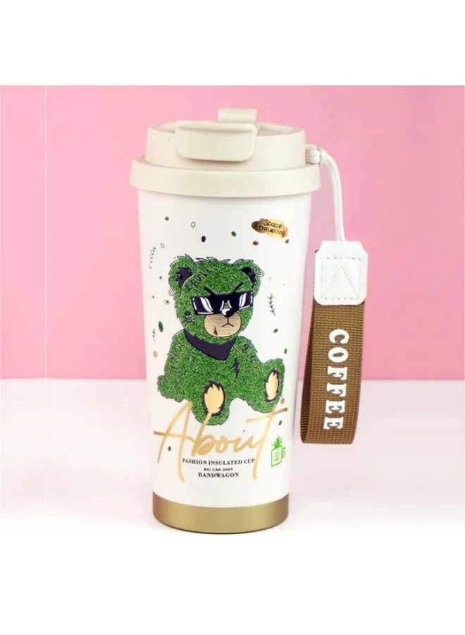 LITTLE SURPRISE BOX Shiny Green Ted Stainless Steel premium Insulated Detox Infuser Bottle with Tea and Fruit Infuser attachment, 520ml