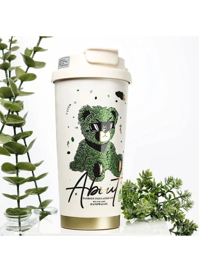 LITTLE SURPRISE BOX Shiny Green Ted Stainless Steel premium Insulated Detox Infuser Bottle with Tea and Fruit Infuser attachment, 520ml