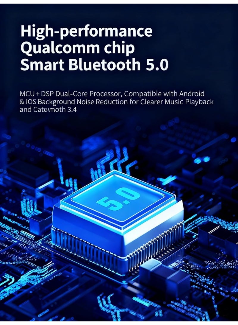 كومسون محول بلوتوث للسيارة، جهاز إرسال FM للسيارة بتقنية بلوتوث 5.0، شحن سريع QC3.0 + PD، مكالمات بدون استخدام اليدين، جهاز إرسال FM بتقنية بلوتوث، موسيقى ستيريو عالية الدقة، تشغيل أقراص USB، محول MP3 للسيارة، شاحن سريع مزدوج، مساعد صوتي، ضوء LED، شاحن سريع للسيارة، مشغل موسيقى MP3، محول راديو لاسلكي، طقم سيارة، ملحقات سيارة (أسود) - Image 2