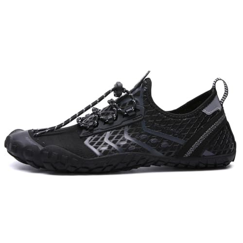 UBFEN Water Shoes Aqua Swim Shoes Mens Womens Beach Sports Quick Dry Barefoot for Boating Fishing Diving Surfing Black Grey Color Size US 12 Women 10 Men - Image 3