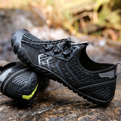 UBFEN Water Shoes Aqua Swim Shoes Mens Womens Beach Sports Quick Dry Barefoot for Boating Fishing Diving Surfing Black Grey Color Size US 12 Women 10 Men - Image 2