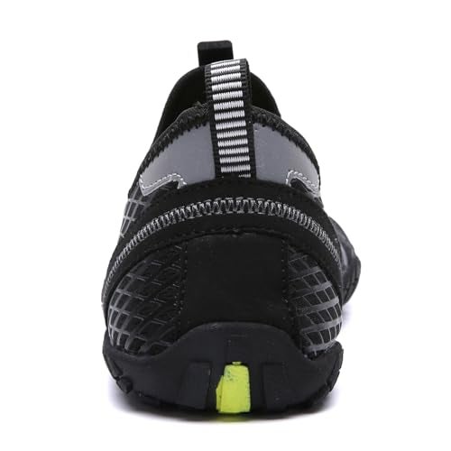 UBFEN Water Shoes Aqua Swim Shoes Mens Womens Beach Sports Quick Dry Barefoot for Boating Fishing Diving Surfing Black Grey Color Size US 12 Women 10 Men - Image 5