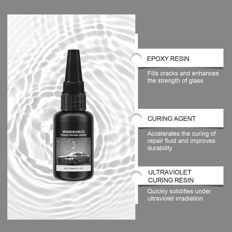 كاست ويف مجموعة إصلاح شقوق الزجاج الأمامي، مجموعة إصلاح الزجاج السائل للسيارات، إصلاح الرقائق والشقوق النجمية، مجموعة إصلاح زجاج السيارة الأمامي (30 مل) - Image 5