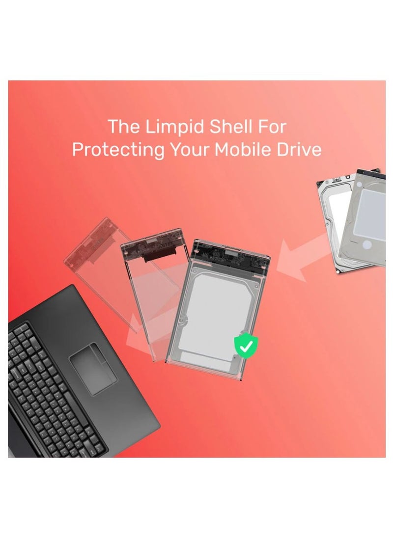 UNITEK - UNITEK DiskGuard Limpid R Transparent SATA III 2.5-Inch Hard Drive Enclosure for HDD and SSD with USB 3.0 High-Speed Data Transfer and Tool-Free Installation - Image 1