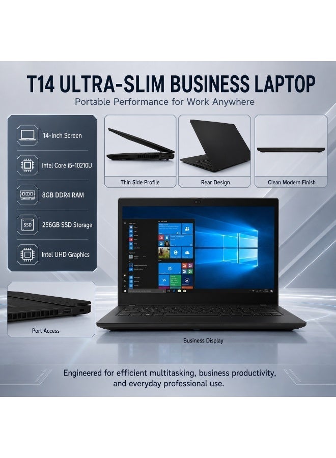 Business Laptop 14 Inch Display Core i5 10th Gen Processor 8GB RAM 256GB SSD Intel HD Graphics Slim Professional Notebook - Image 2