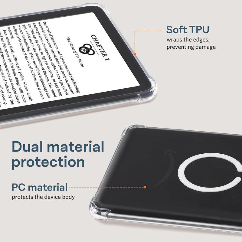 CoBak Magnetic Clear Case for 6 Inch Kindle 2024 and 2022 (11 Generation) - Compatible with PopSockets/UGREEN/Anker Magnetic Grip and Stand, Lightweight - Image 4
