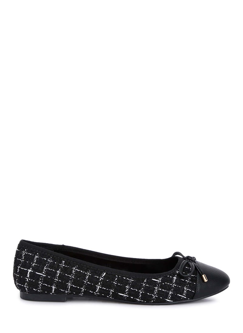 London Rag - Black Plaid Tweed Ballet Flats - Image 1