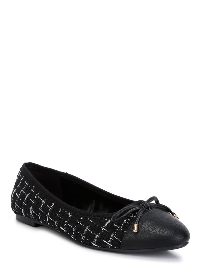 London Rag - Black Plaid Tweed Ballet Flats - Image 1
