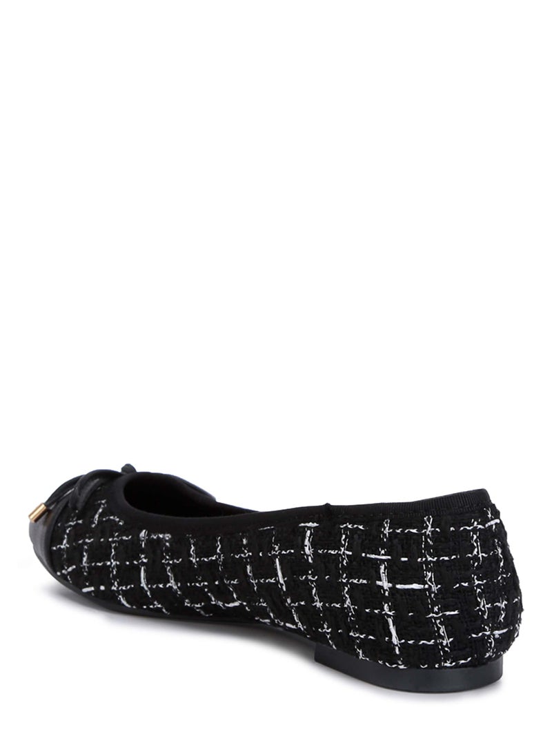 London Rag - Black Plaid Tweed Ballet Flats - Image 1