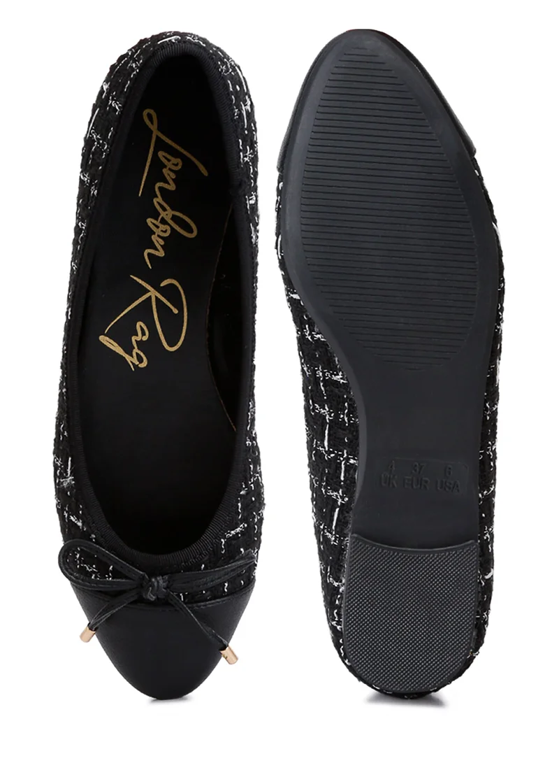 London Rag Black Plaid Tweed Ballet Flats