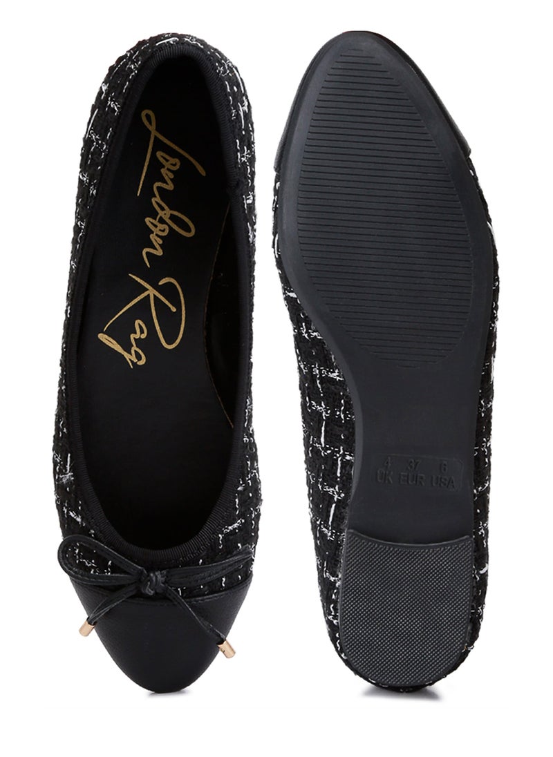 London Rag - Black Plaid Tweed Ballet Flats - Image 1