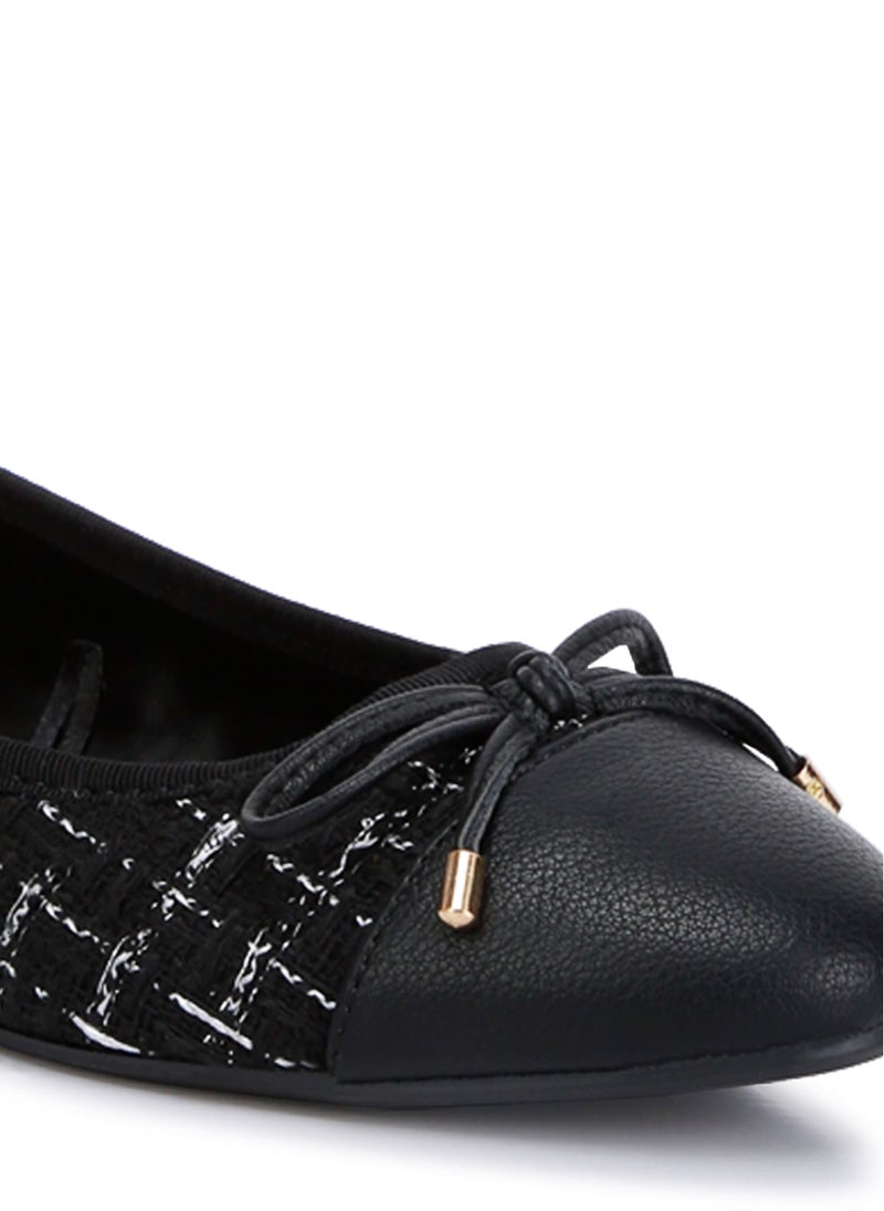 London Rag - Black Plaid Tweed Ballet Flats - Image 1