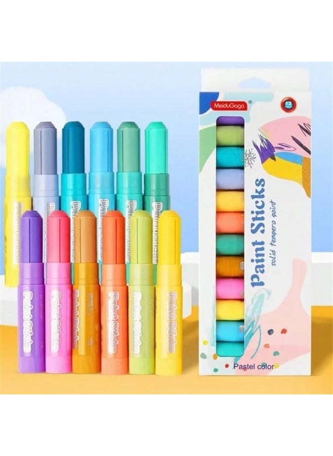 Generic - MeiduGaga-Paint Sticks Solid Tempera Pastel Colors Set Of 12 - Image 1