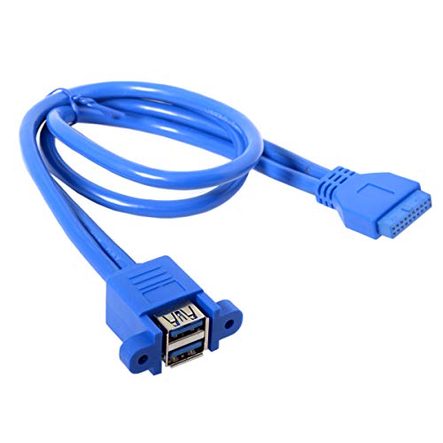 JSER Stackable USB 3.0 Female Panel Type to Motherboard 19Pin 20Pin Header Cable 5Gbps Dual Ports 50cm - Image 3