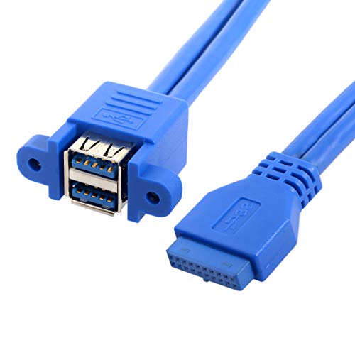 JSER Stackable USB 3.0 Female Panel Type to Motherboard 19Pin 20Pin Header Cable 5Gbps Dual Ports 50cm - Image 5