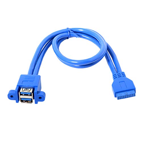 JSER Stackable USB 3.0 Female Panel Type to Motherboard 19Pin 20Pin Header Cable 5Gbps Dual Ports 50cm - Image 2